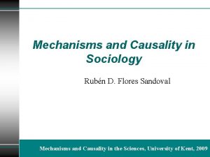 Mechanisms and Causality in Sociology Rubn D Flores