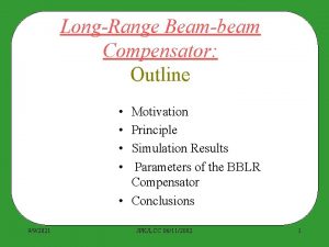 LongRange Beambeam Compensator Outline Motivation Principle Simulation Results