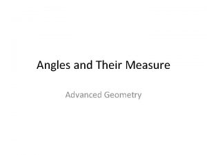 Angles and Their Measure Advanced Geometry Angles An