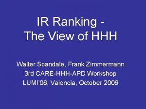 IR Ranking The View of HHH Walter Scandale