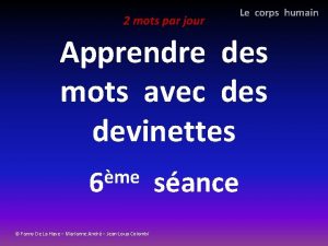 2 mots par jour Le corps humain Apprendre