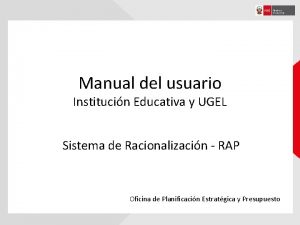 Manual del usuario Institucin Educativa y UGEL Sistema