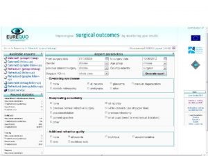 Take out a report Cataract or Refractive Preop