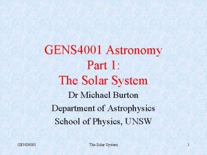 GENS 4001 Astronomy Part 1 The Solar System