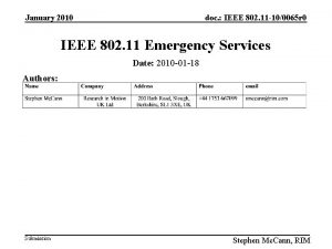 January 2010 doc IEEE 802 11 100065 r