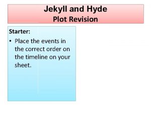 Jekyll and Hyde Plot Revision Starter Place the