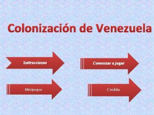 Colonizacin de Venezuela Instrucciones Minijuegos Comenzar a jugar