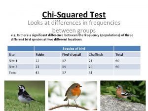 ChiSquared Test Looks at differences in frequencies between