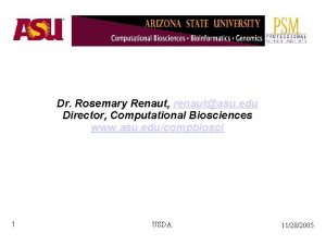 Dr Rosemary Renaut renautasu edu Director Computational Biosciences