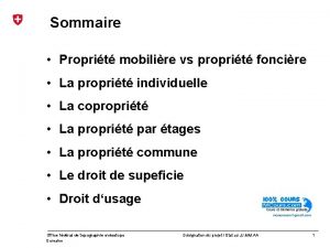 Sommaire Proprit mobilire vs proprit foncire La proprit