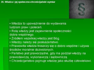 26 Wadza i jej spoecznochrzecijaski wymiar Wadza to