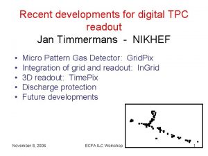 Recent developments for digital TPC readout Jan Timmermans