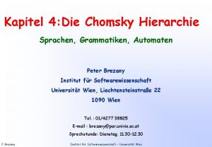 Kapitel 4 Die Chomsky Hierarchie Sprachen Grammatiken Automaten