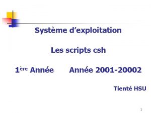Systme dexploitation Les scripts csh 1re Anne 2001