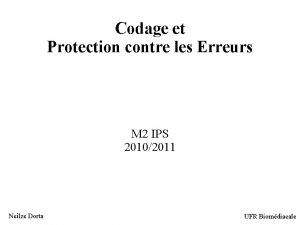 Codage et Protection contre les Erreurs M 2