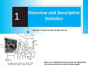 1 Overview and Descriptive Statistics Copyright Cengage Learning