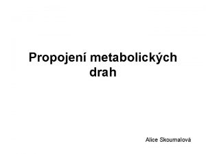 Propojen metabolickch drah Alice Skoumalov Vznamn metabolick drhy