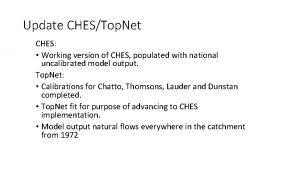 Update CHESTop Net CHES Working version of CHES