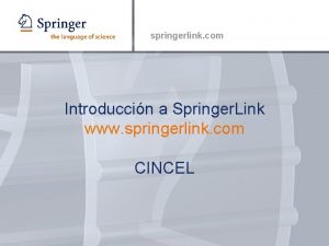springerlink com Introduccin a Springer Link www springerlink