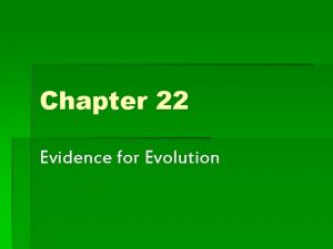 Chapter 22 Evidence for Evolution Evolution occurs by