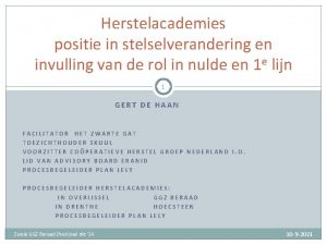 Herstelacademies positie in stelselverandering en invulling van de