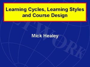 Learning Cycles Learning Styles and Course Design Mick