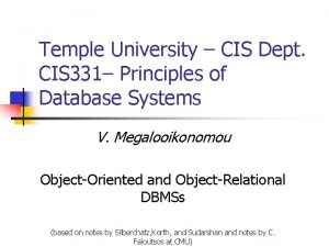 Temple University CIS Dept CIS 331 Principles of