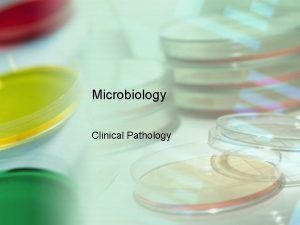 Microbiology Clinical Pathology Microbiology The study of microscopic