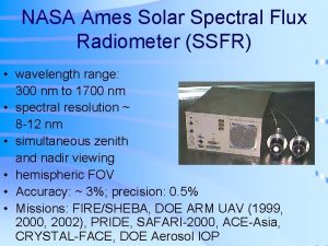 NASA Ames Solar Spectral Flux Radiometer SSFR wavelength