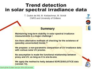 Trend detection in solar spectral irradiance data T