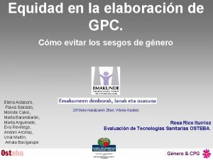 Equidad en la elaboracin de GPC Cmo evitar