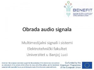 Obrada audio signala Multimedijalni signali i sistemi Elektrotehniki