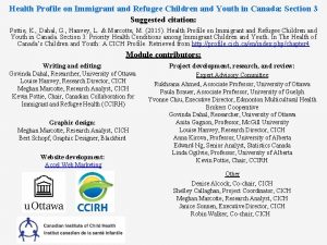 Health Profile on Immigrant and Refugee Children and