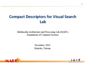 1 Compact Descriptors for Visual Search Lab Multimedia