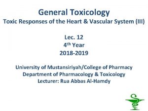 General Toxicology Toxic Responses of the Heart Vascular