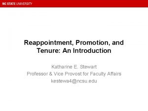 Reappointment Promotion and Tenure An Introduction Katharine E