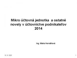 Mikro tovn jednotka a ostatn novely v tovnctve