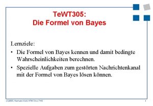 Te WT 305 Die Formel von Bayes Lernziele