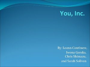 You Inc By Leann Continere Iwona Gorska Chris