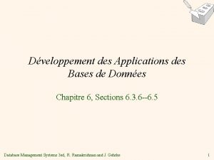 Dveloppement des Applications des Bases de Donnes Chapitre