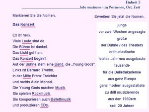 Einheit 3 Informationen zu Personen Ort Zeit Markieren