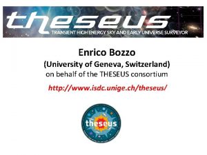 Enrico Bozzo University of Geneva Switzerland on behalf