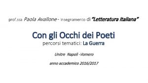 prof ssa Paola Avallone Insegnamento diLetteratura Italiana Con