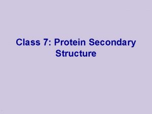 Class 7 Protein Secondary Structure Protein Structure u