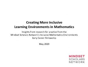 Creating More Inclusive Learning Environments in Mathematics Insights