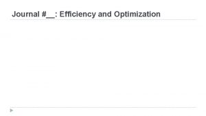 Journal Efficiency and Optimization Brave New World chapter