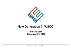 New Generation in WSCC Presentation December 29 2000