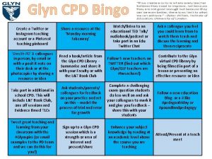 Glyn CPD Bingo Create a Twitter or Instagram
