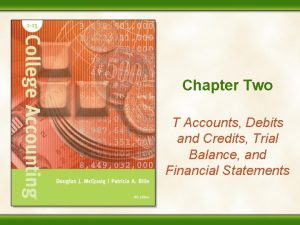 Chapter Two T Accounts Debits and Credits Trial