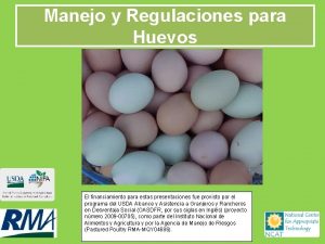 Manejo y Regulaciones para Huevos El financiamiento para